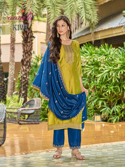 Kiwi Aanchi Vichitra Silk Readymade Pant Style Suits Exporter Ahmedabad