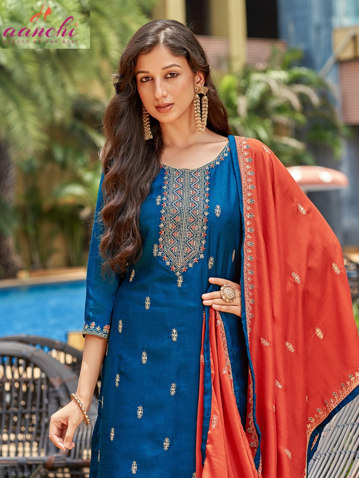 Kiwi Aanchi Vichitra Silk Readymade Pant Style Suits Exporter Ahmedabad