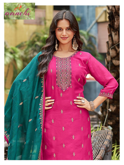 Kiwi Aanchi Vichitra Silk Readymade Pant Style Suits Exporter Ahmedabad