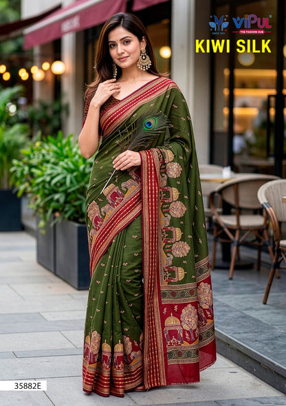 Kiwi Silk Vipul Sarees Wholesaler Gujarat