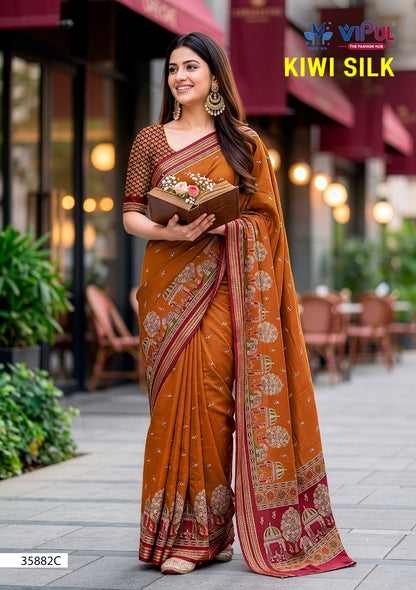 Kiwi Silk Vipul Sarees Wholesaler Gujarat