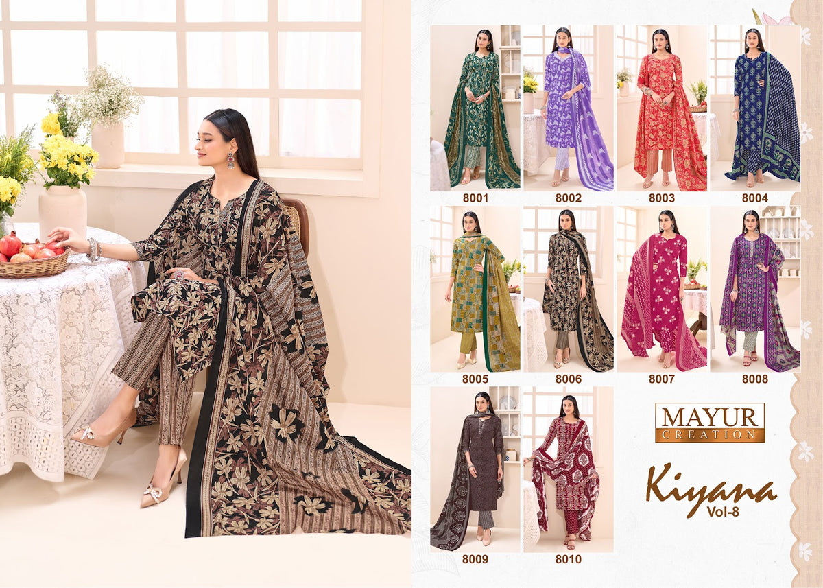 Kiyana Vol 8 Mayur Creation Cotton Dress Material Exporter India