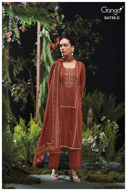Kiyanshi S4735 Ganga Cotton Satin Pant Style Suits Supplier