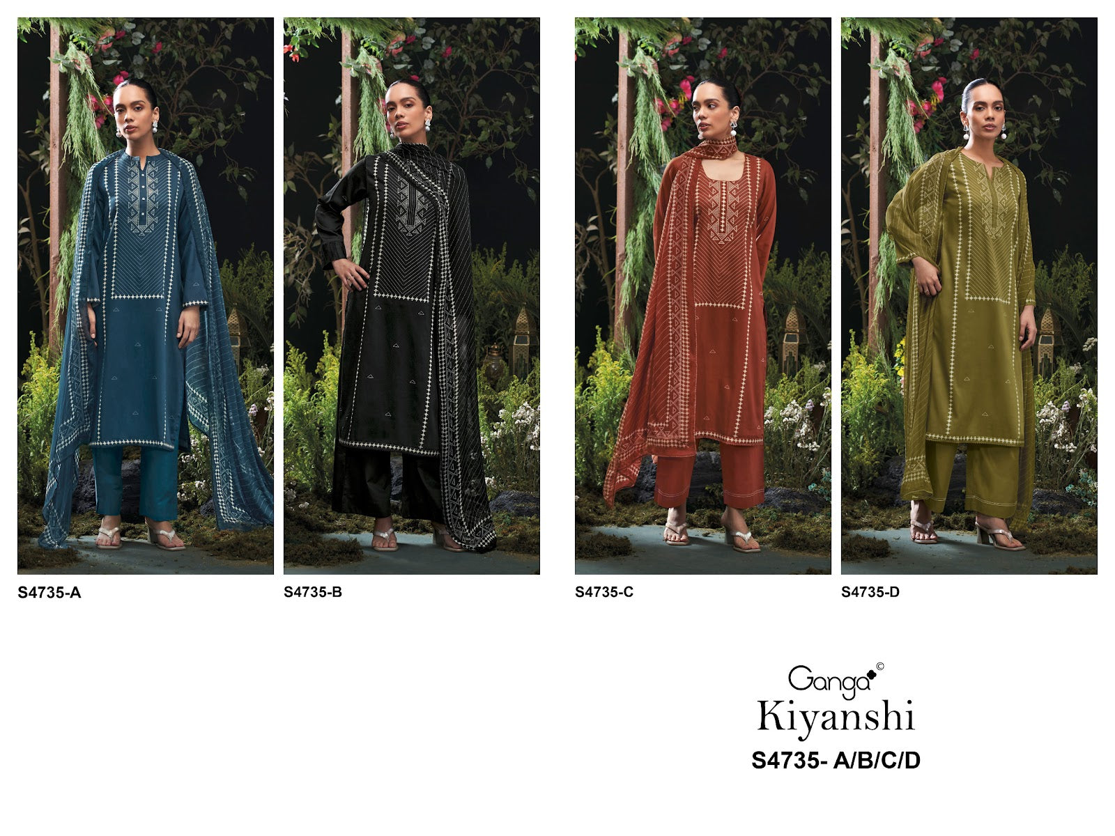Kiyanshi S4735 Ganga Cotton Satin Pant Style Suits Supplier
