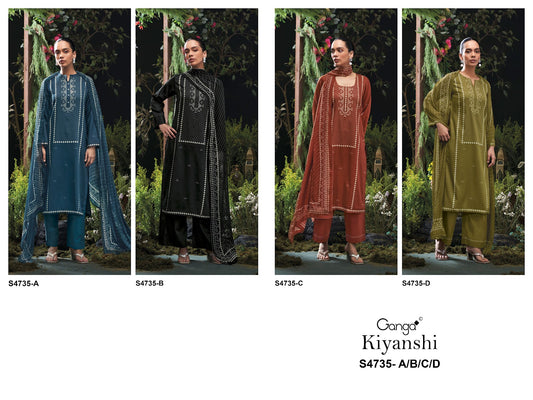 Kiyanshi S4735 Ganga Cotton Satin Pant Style Suits Supplier