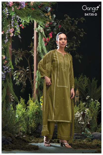 Kiyanshi S4735 Ganga Cotton Satin Pant Style Suits Supplier