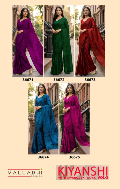 Kiyanshi Vol 3 Vallabhi Prints Satin Sarees Exporter Ahmedabad