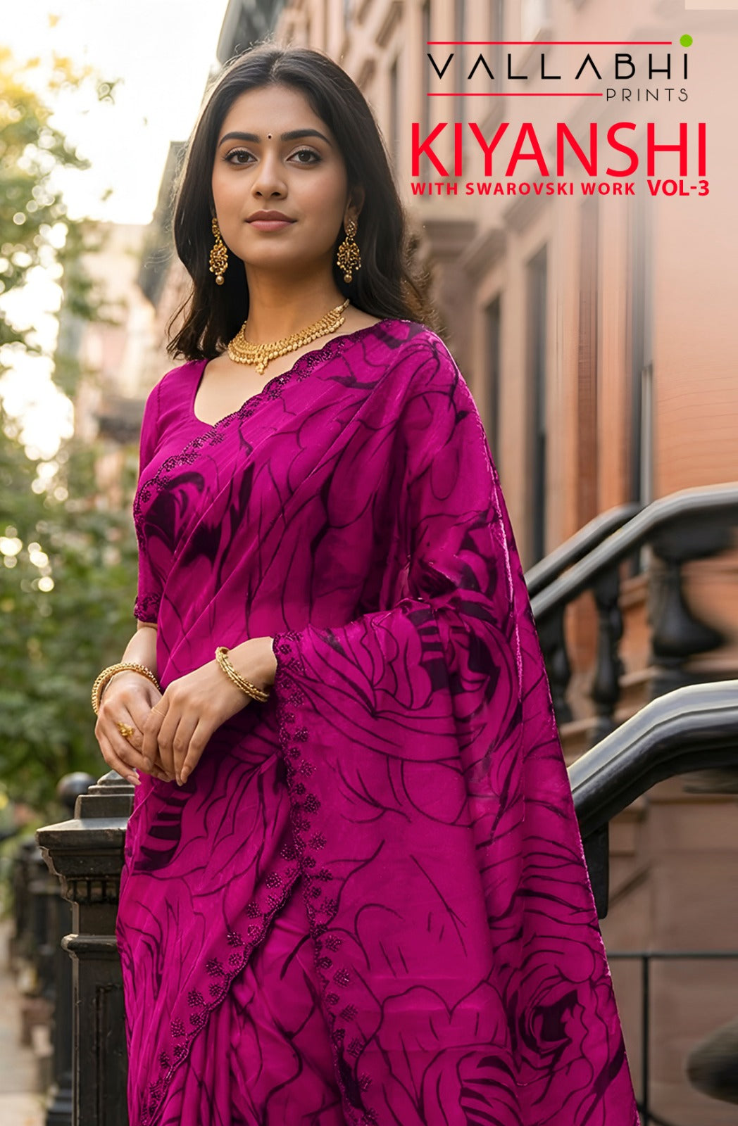 Kiyanshi Vol 3 Vallabhi Prints Satin Sarees Exporter Ahmedabad