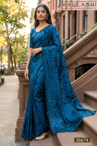 Kiyanshi Vol 3 Vallabhi Prints Satin Sarees Exporter Ahmedabad