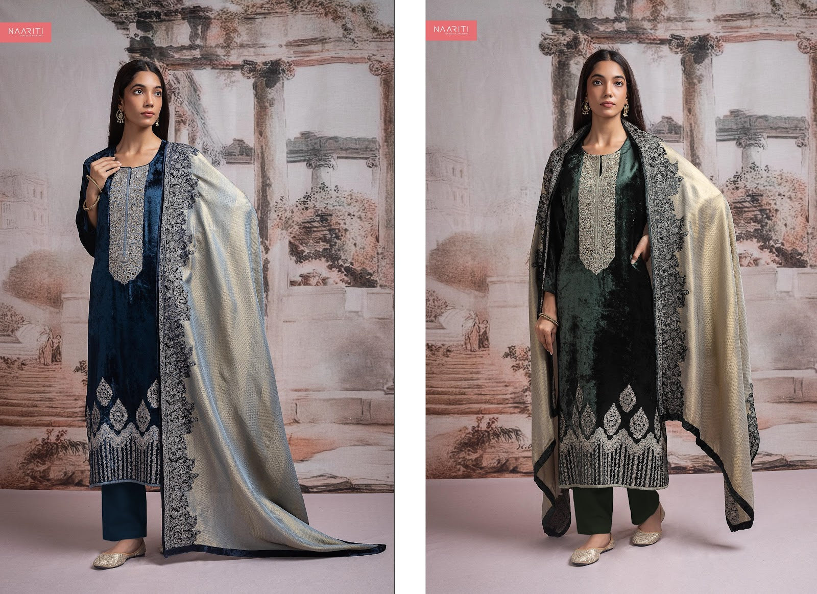 Kizaar Naariti Velvet Suits Wholesaler