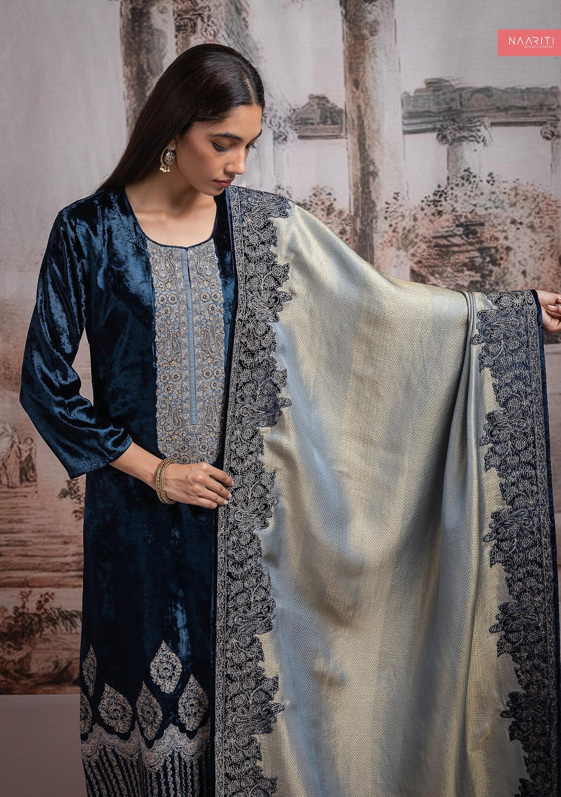 Kizaar Naariti Velvet Suits Wholesaler