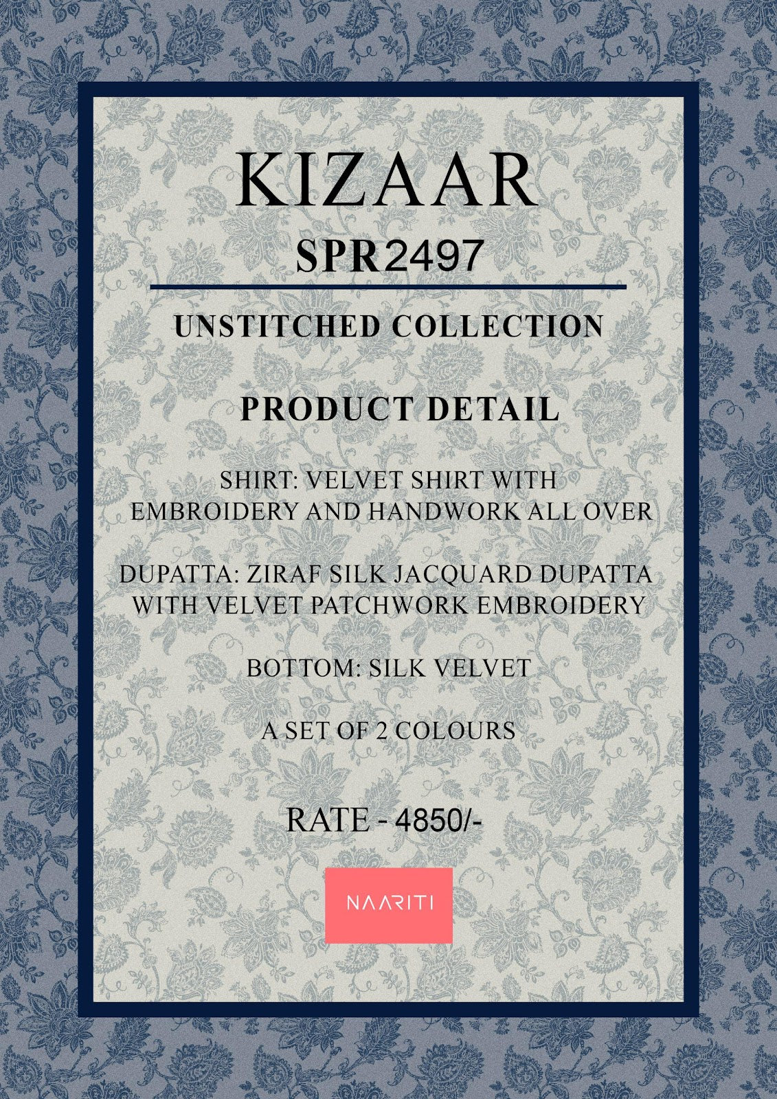 Kizaar Naariti Velvet Suits Wholesaler