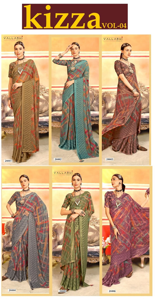Kizza Vol 04 Vallabhi Prints Sarees Exporter Ahmedabad