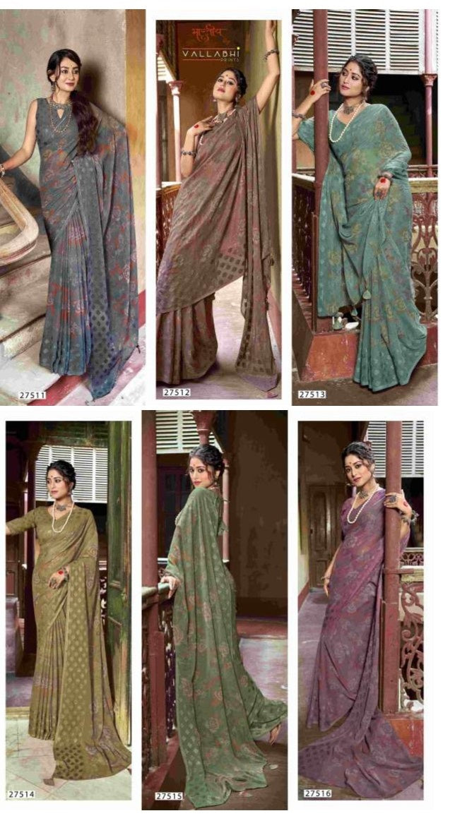 Kizza Vol 6 Vallabhi Prints Georgette Sarees Supplier Ahmedabad