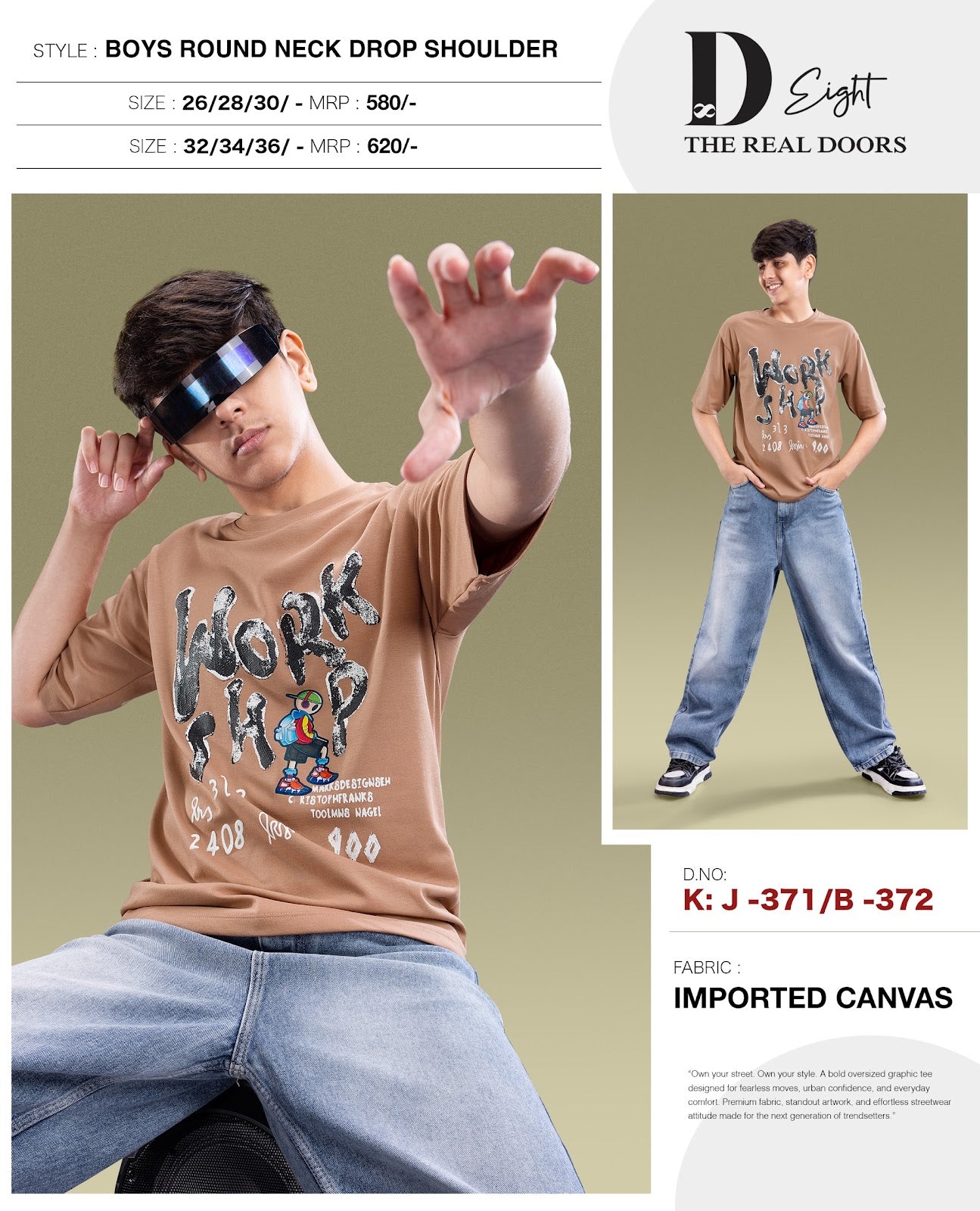Kj 371-372 D-8 Canvas Boys Tshirt Wholesaler