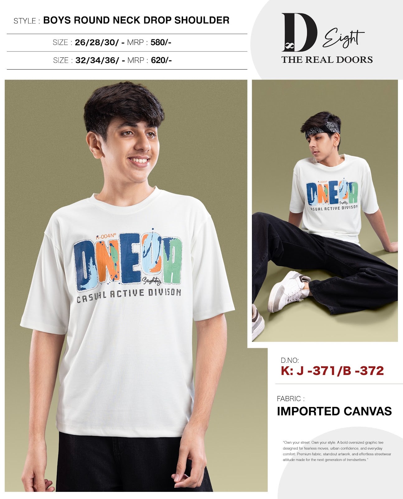 Kj 371-372 D-8 Canvas Boys Tshirt Wholesaler