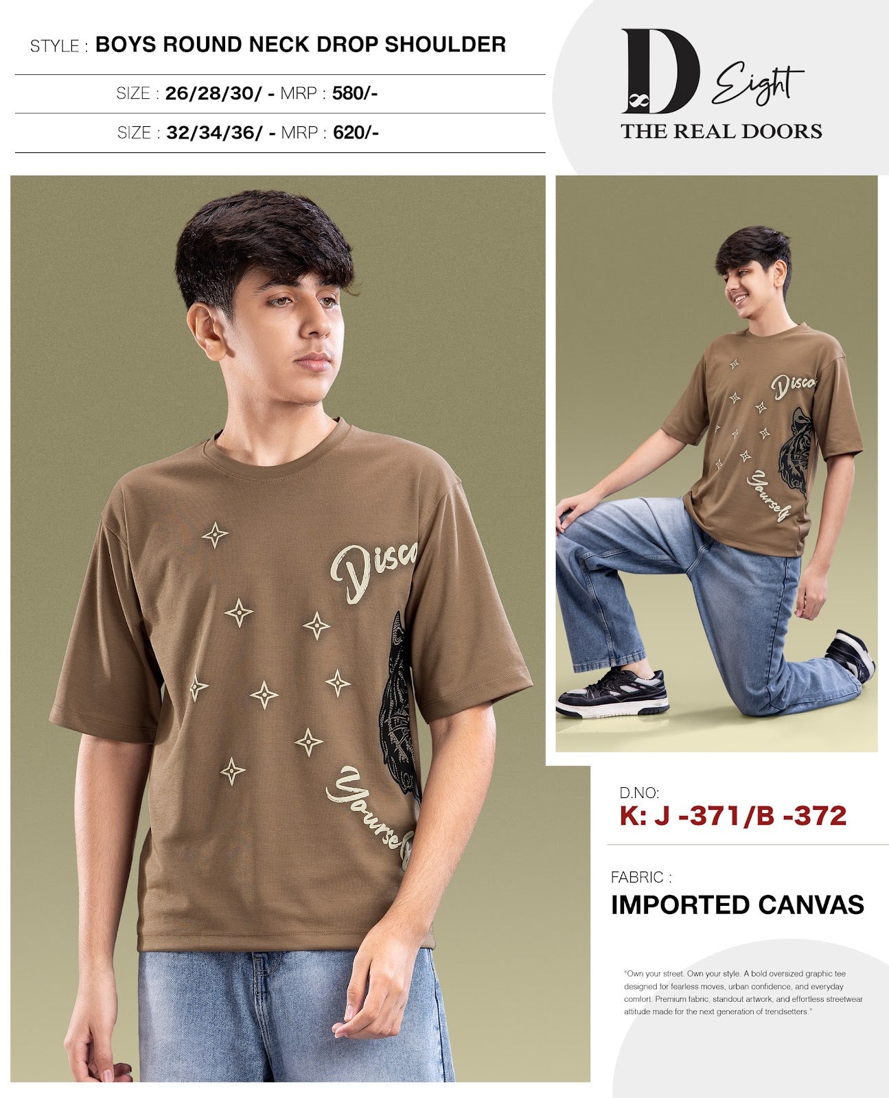 Kj 371-372 D-8 Canvas Boys Tshirt Wholesaler