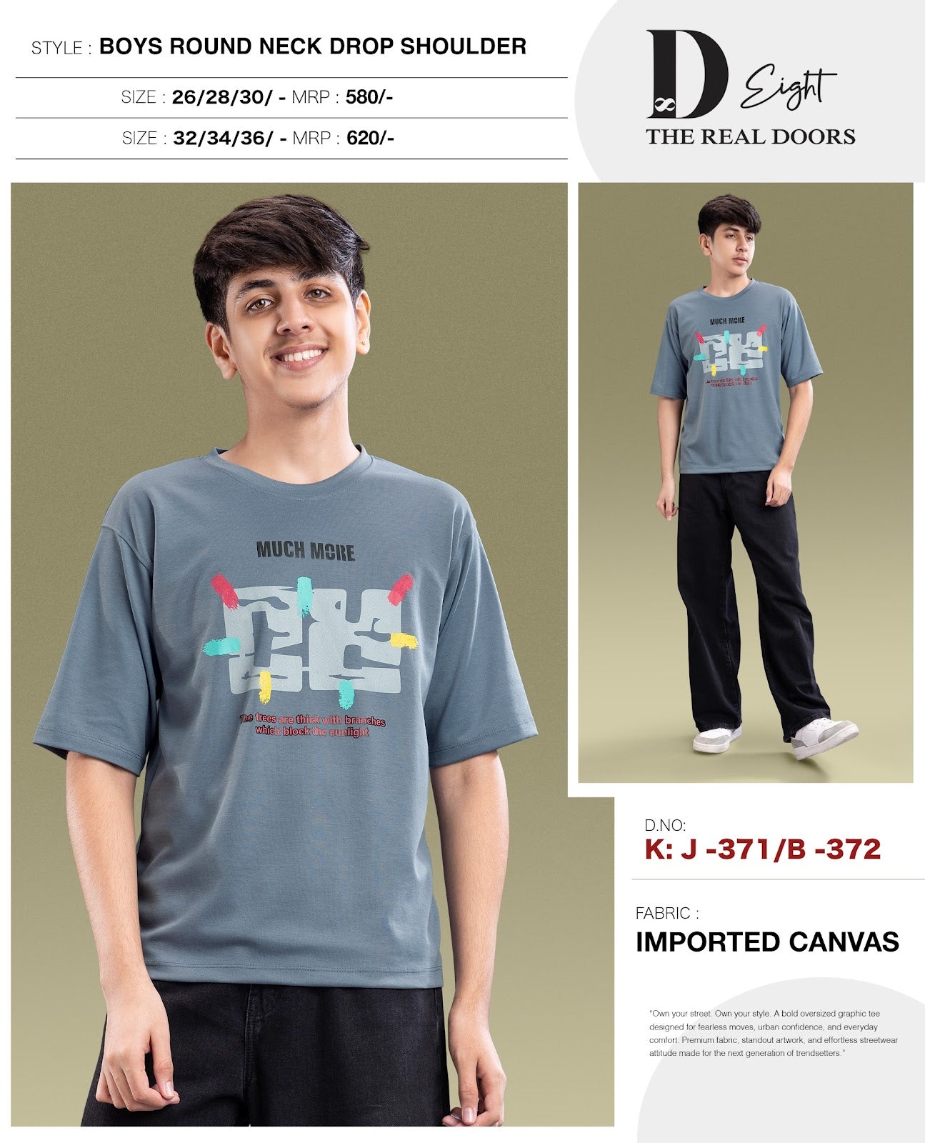 Kj 371-372 D-8 Canvas Boys Tshirt Wholesaler