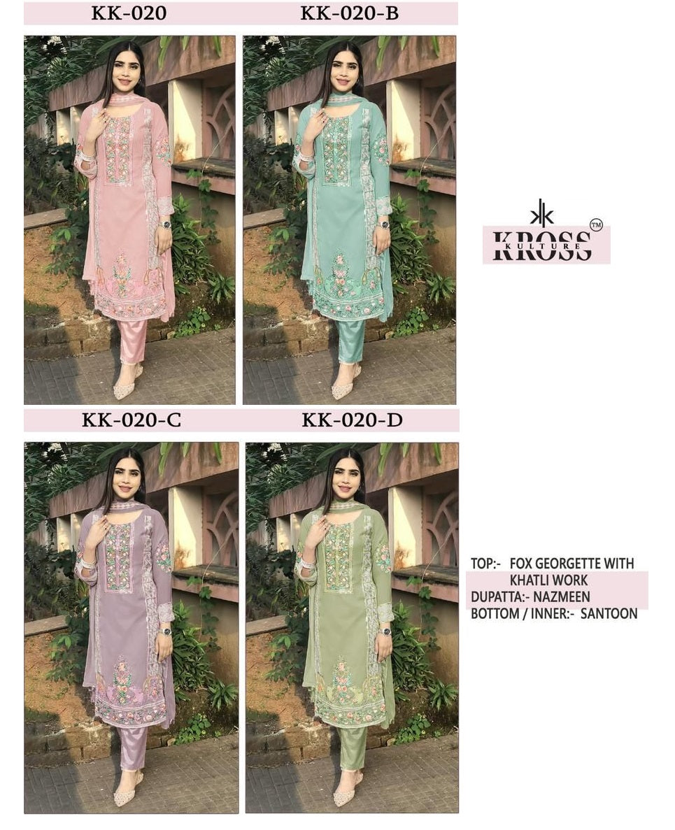 Kk 020 Kross Kulture Fox Georgette Pakistani Salwar Suits Manufacturer Ahmedabad