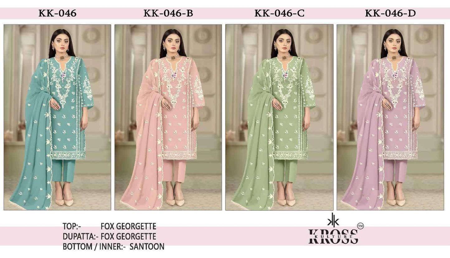 Kk 046 Kross Kulture Fox Georgette Pakistani Salwar Suits Exporter Gujarat