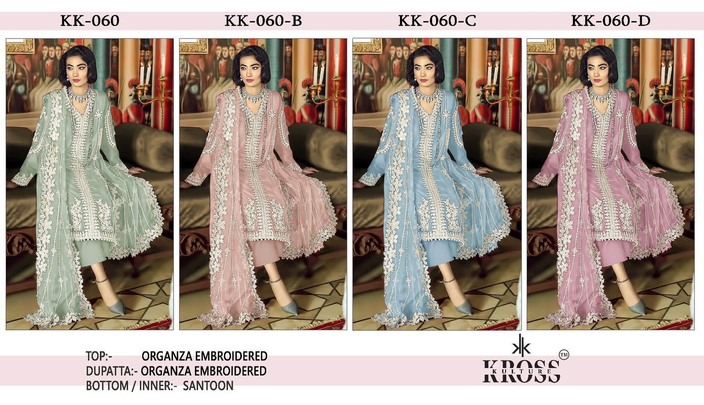 Kk 060 Kross Kulture Organza Pakistani Salwar Suits Manufacturer