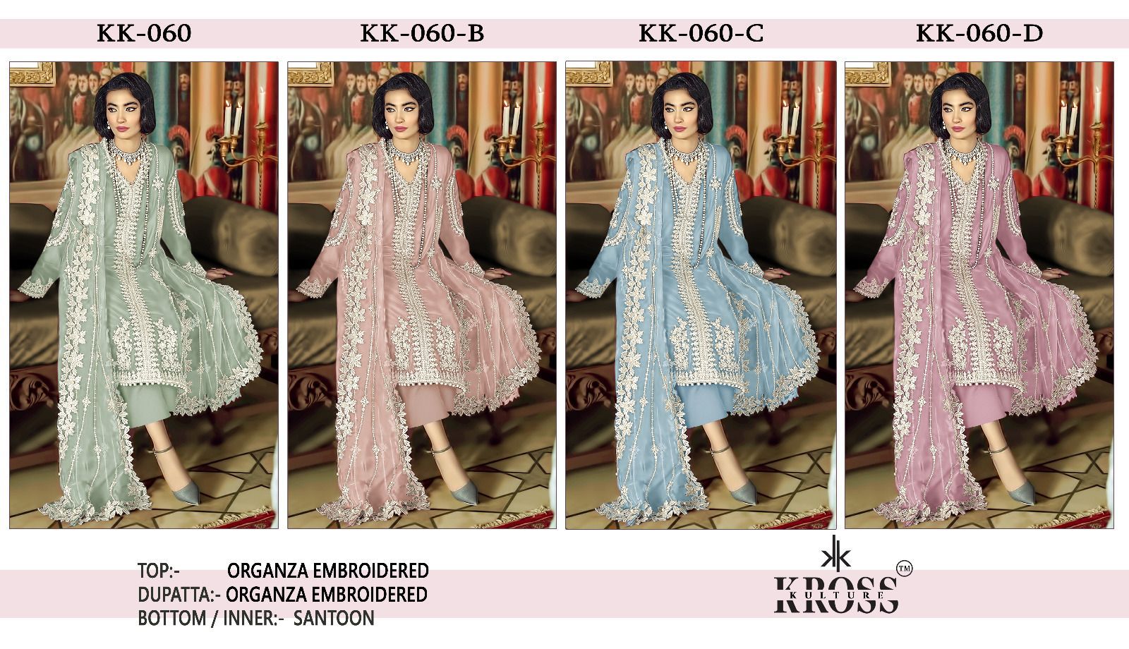 Kk 060 Kross Kulture Organza Pakistani Salwar Suits Manufacturer