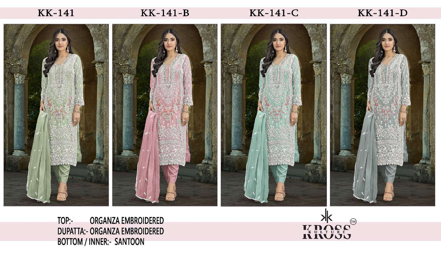 Kk 141 Kross Kulture Organza Pakistani Salwar Suits Exporter Gujarat