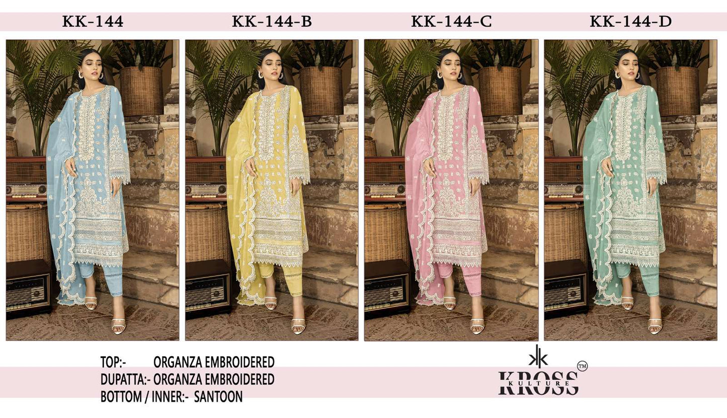 Kk 144 Bcd Kross Kulture Organza Pakistani Salwar Suits Exporter Ahmedabad