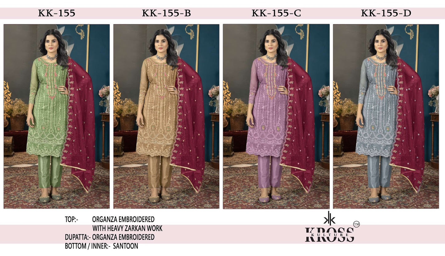 Kk 155 Kross Kulture Organza Pakistani Salwar Suits Manufacturer Gujarat