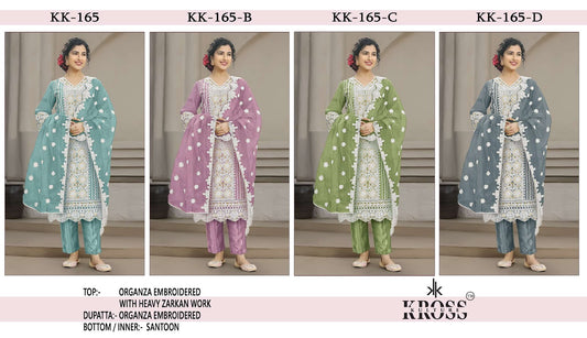 Kk 165 Kross Kulture Organza Pakistani Salwar Suits Wholesale Price