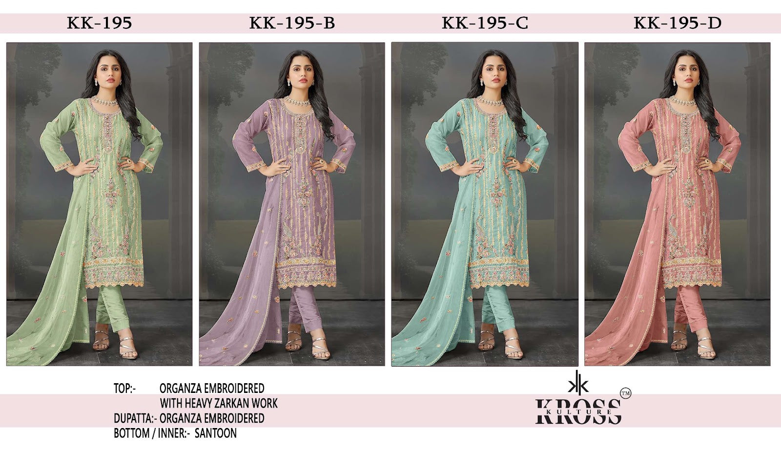 Kk 195 Kross Kulture Organza Pakistani Salwar Suits Wholesaler India