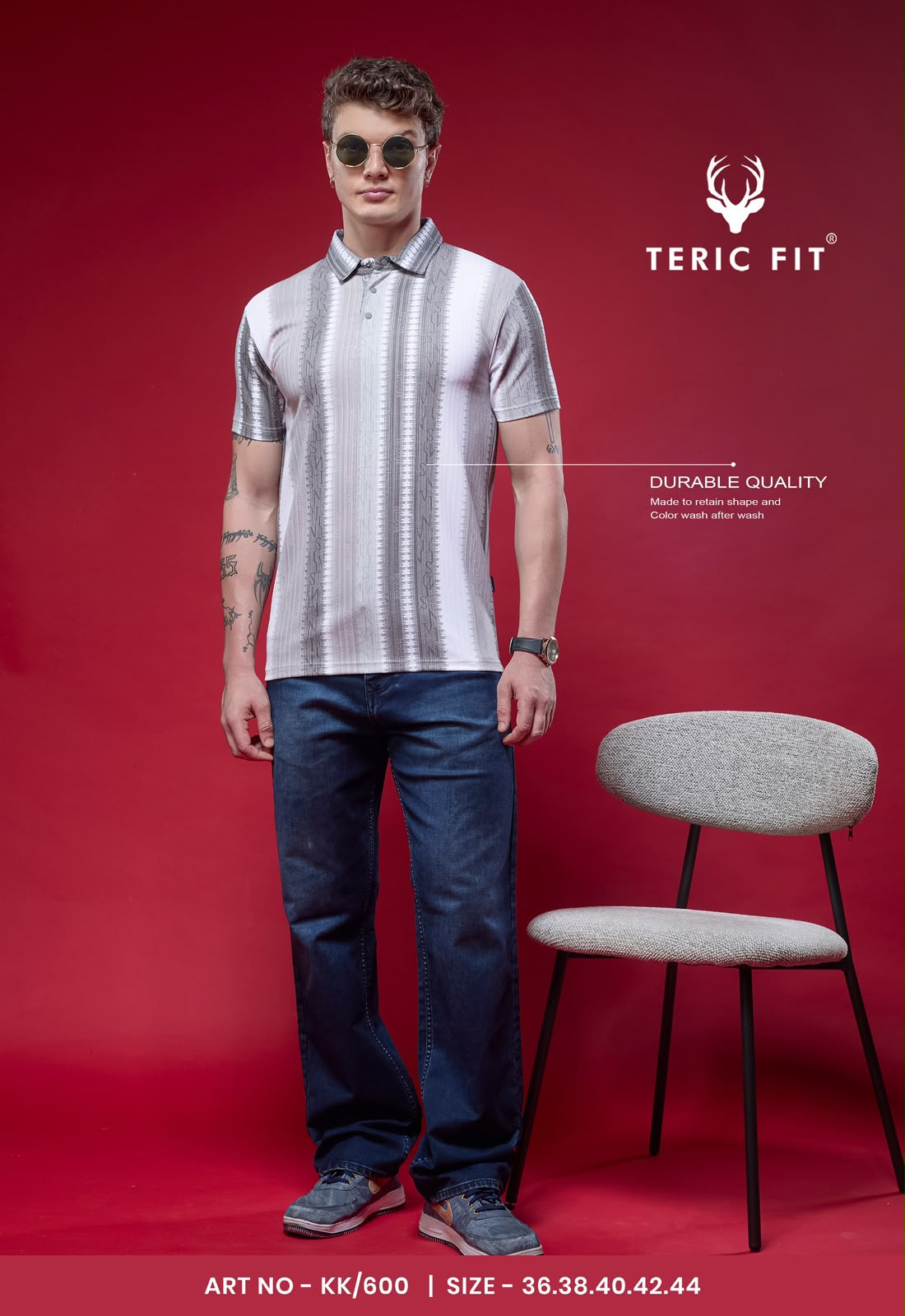 Kk 600 Teric Fit Vertical Mens Tshirts Supplier Ahmedabad