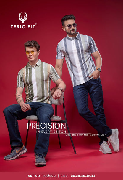 Kk 600 Teric Fit Vertical Mens Tshirts Supplier Ahmedabad