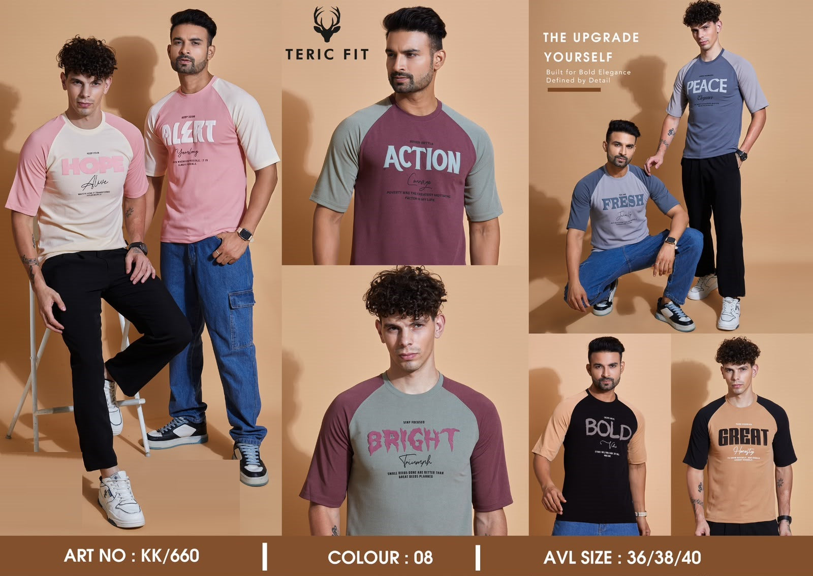Kk 660 Teric Fit Crape Knit Mens Tshirts Wholesaler