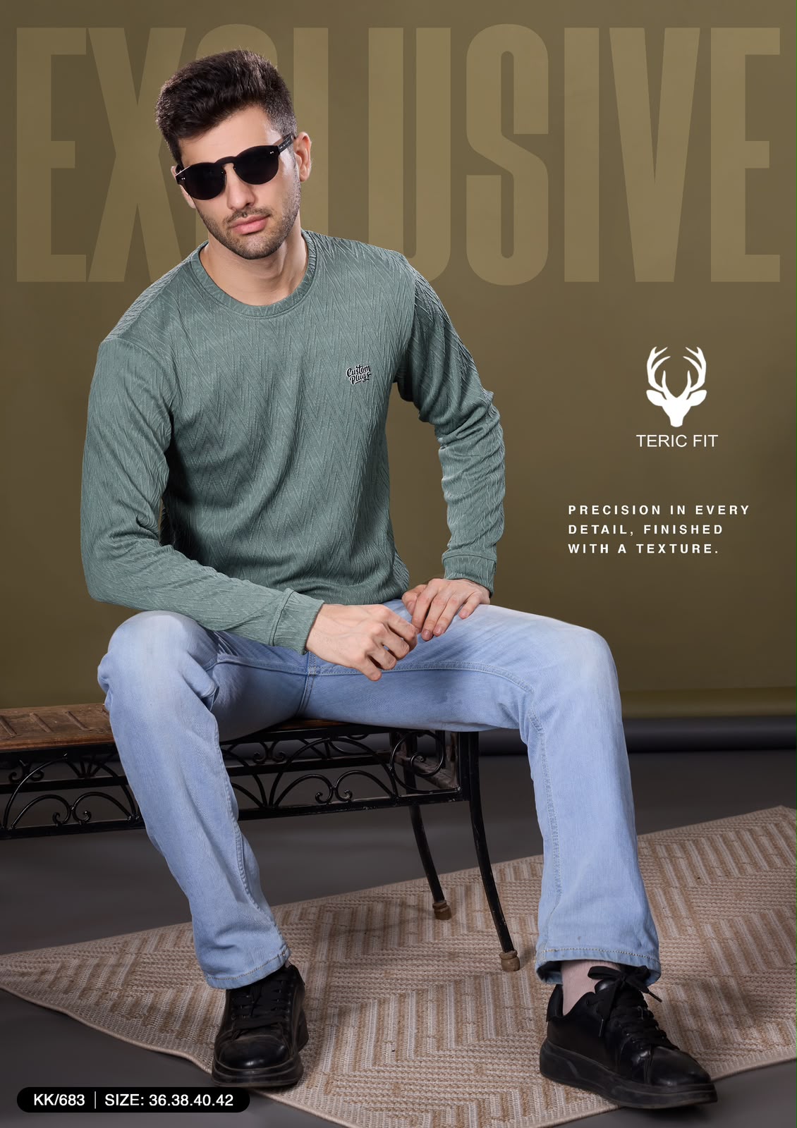 Kk 683 Belt Sleeves Cuff Teric Fit Viscose Mens Tshirts Manufacturer India