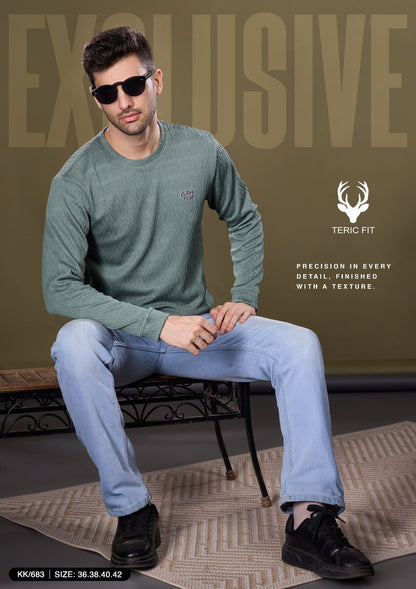 Kk 683 Belt Sleeves Cuff Teric Fit Viscose Mens Tshirts Manufacturer India