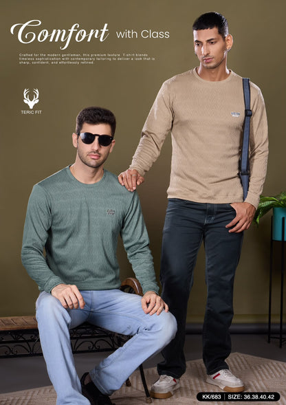 Kk 683 Belt Sleeves Cuff Teric Fit Viscose Mens Tshirts Manufacturer India