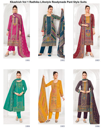 Kkashish Vol 1 Radhika Lifestyle Jam Satin Readymade Pant Style Suits Exporter
