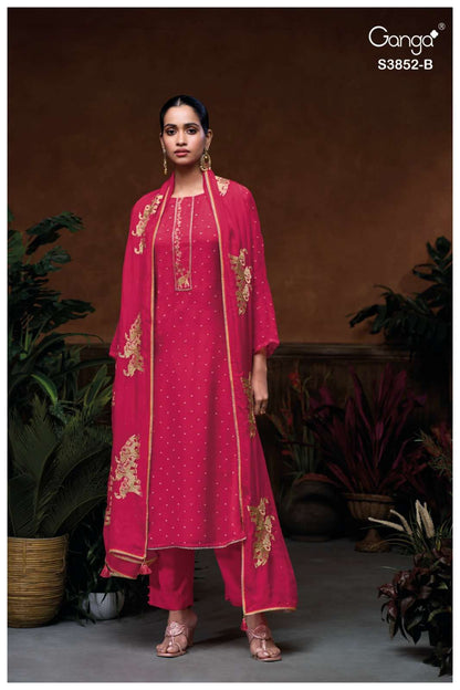 Klyra 3852 Ganga Pure Organza Salwar Suits Exporter Gujarat