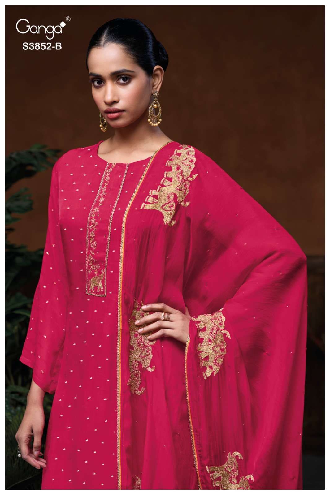 Klyra 3852 Ganga Pure Organza Salwar Suits Exporter Gujarat