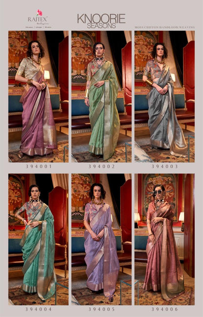 Knoorie Seasons 394001-394006 Rajtex Chiffon Sarees Supplier Gujarat