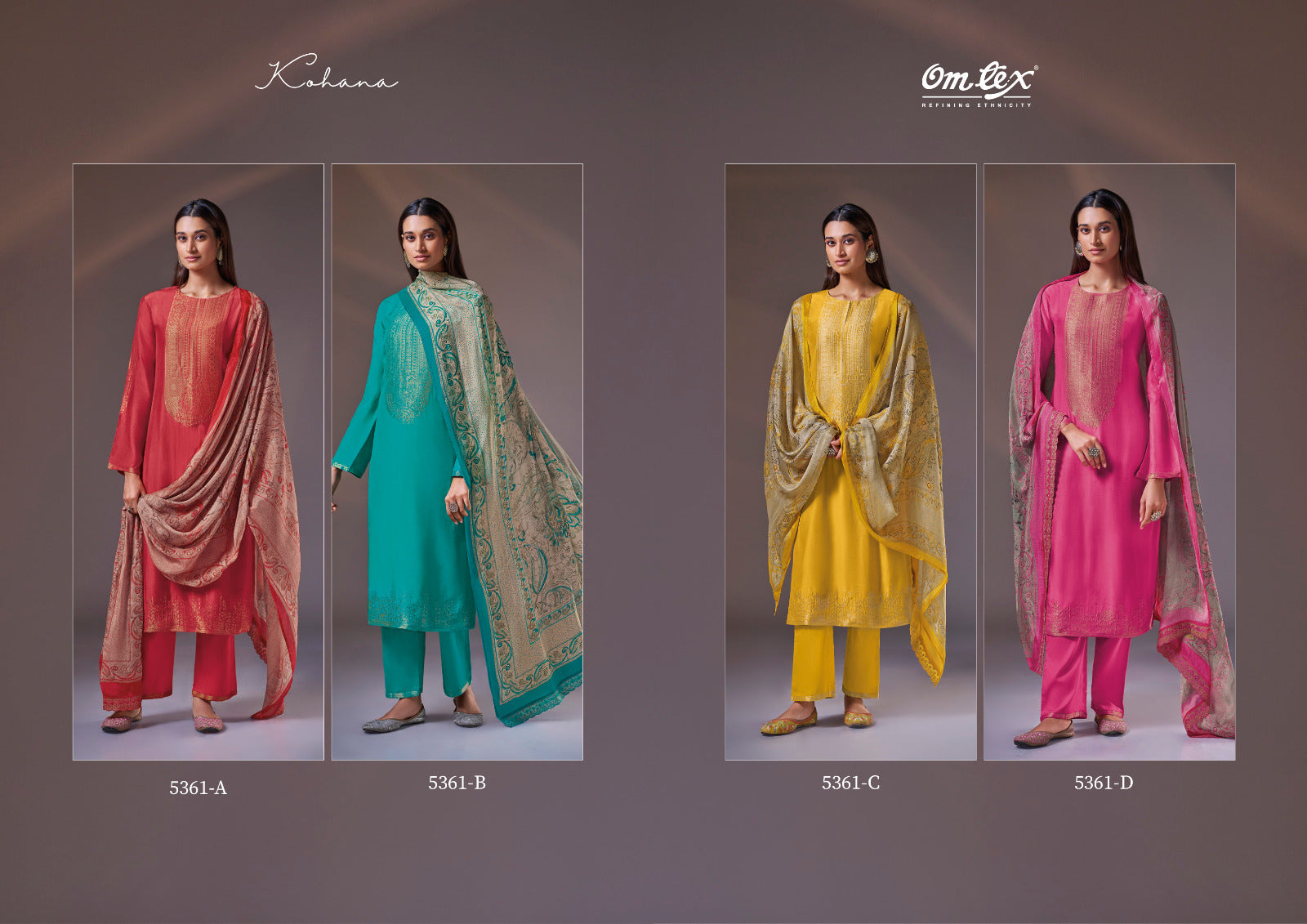 Kohana Omtex Muslin Jacquard Pant Style Suits Wholesale Price