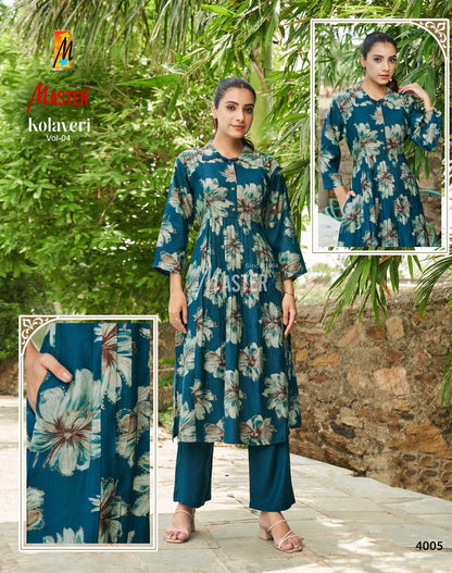 Kolaveri Vol 4 Master Vertican Kurti Pant Set Wholesaler