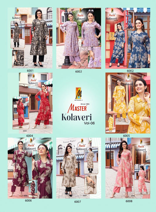 Kolaveri Vol 6 Master Vertican Kurti Pant Set Manufacturer Gujarat