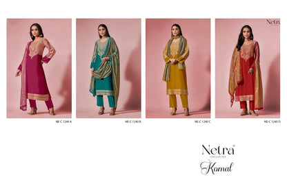 Komal Netra Bemberg Muslin Pant Style Suits Manufacturer Gujarat