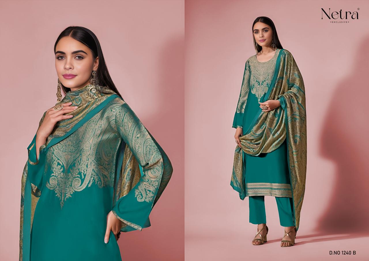 Komal Netra Bemberg Muslin Pant Style Suits Manufacturer Gujarat