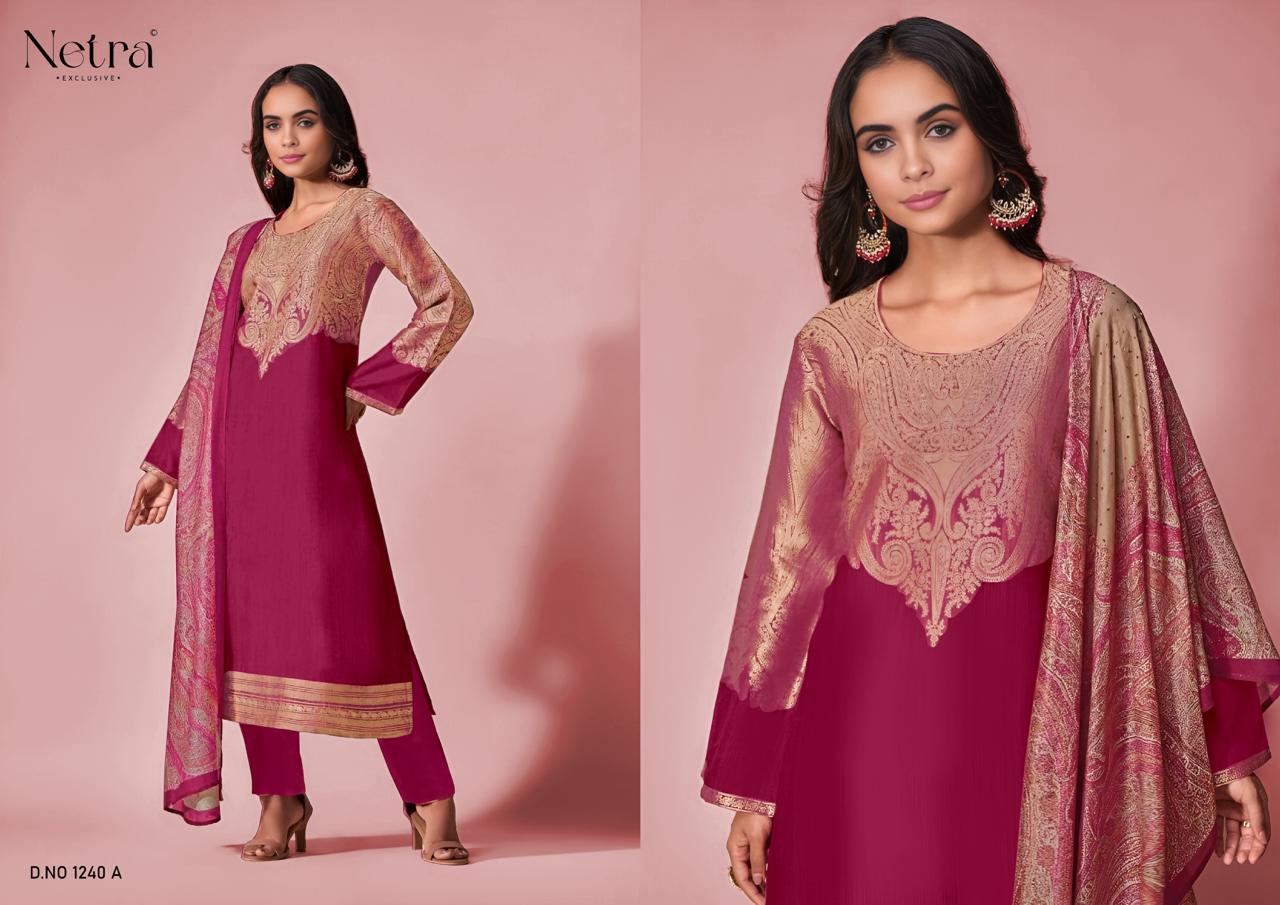 Komal Netra Bemberg Muslin Pant Style Suits Manufacturer Gujarat