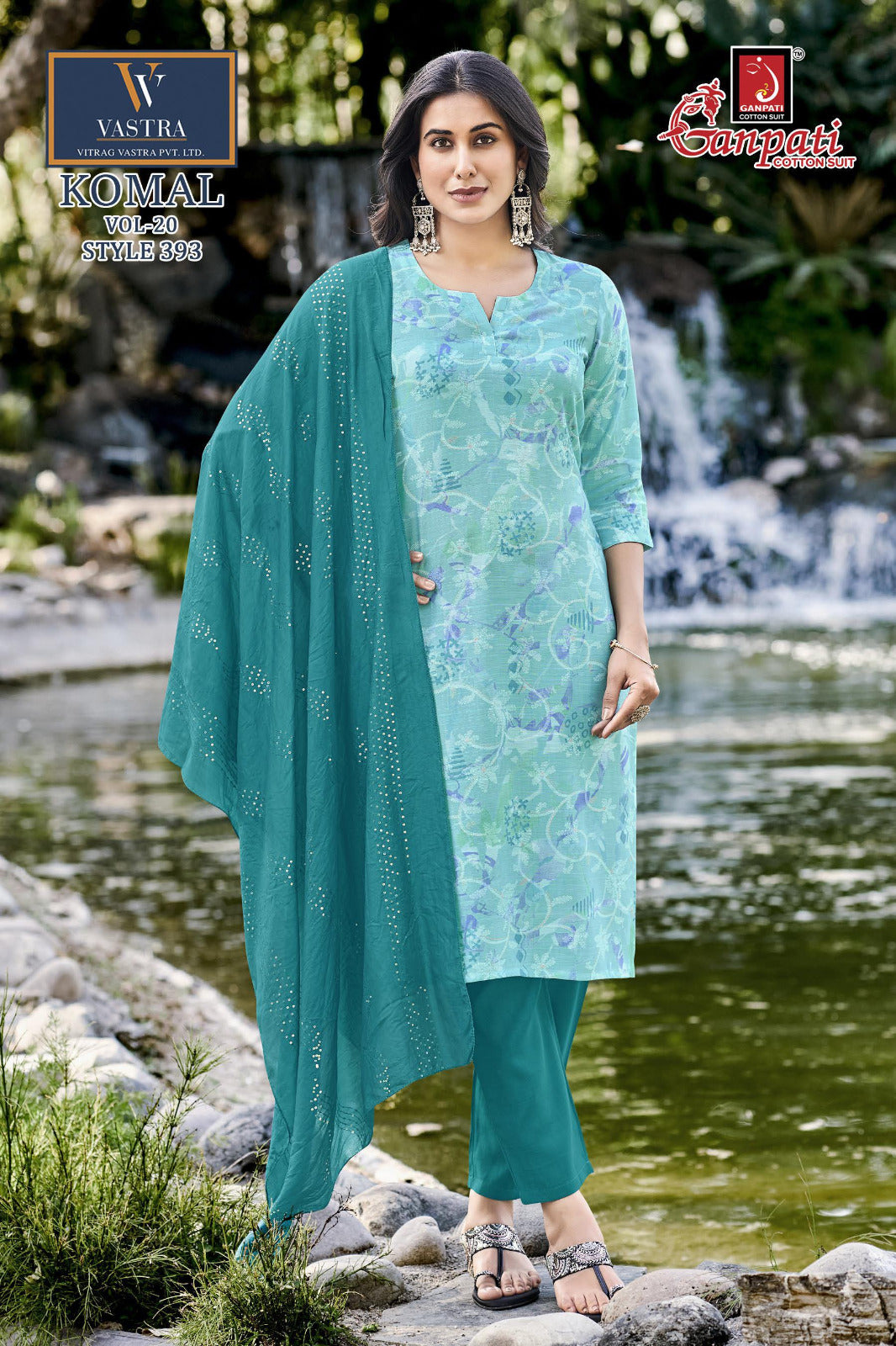 Komal Vol 20 Ganpati Vatican Slub Readymade Pant Style Suits Exporter India
