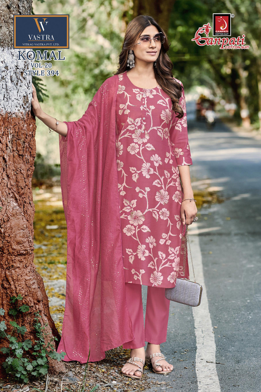 Komal Vol 20 Ganpati Vatican Slub Readymade Pant Style Suits Exporter India