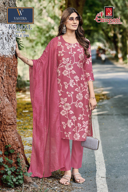 Komal Vol 20 Ganpati Vatican Slub Readymade Pant Style Suits Exporter India